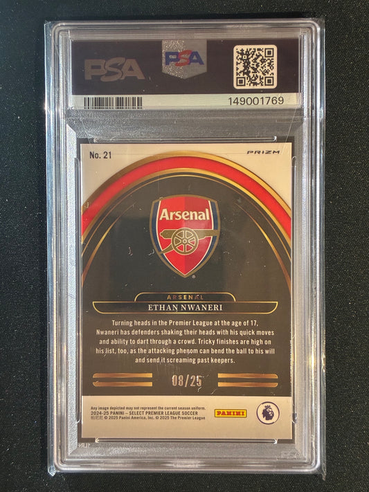 2024-25 Select Premier League EPL ETHAN NWANERI Future Pink #21 8/25 PSA 9
