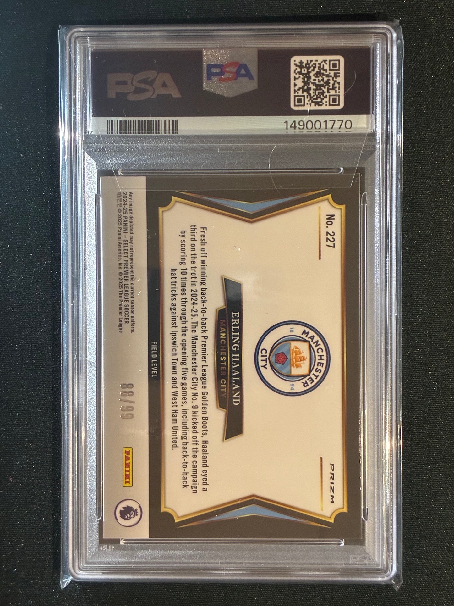 2024-25 Select Premier League EPL ERLING HAALAND Field Level Pink 88/99 PSA 10