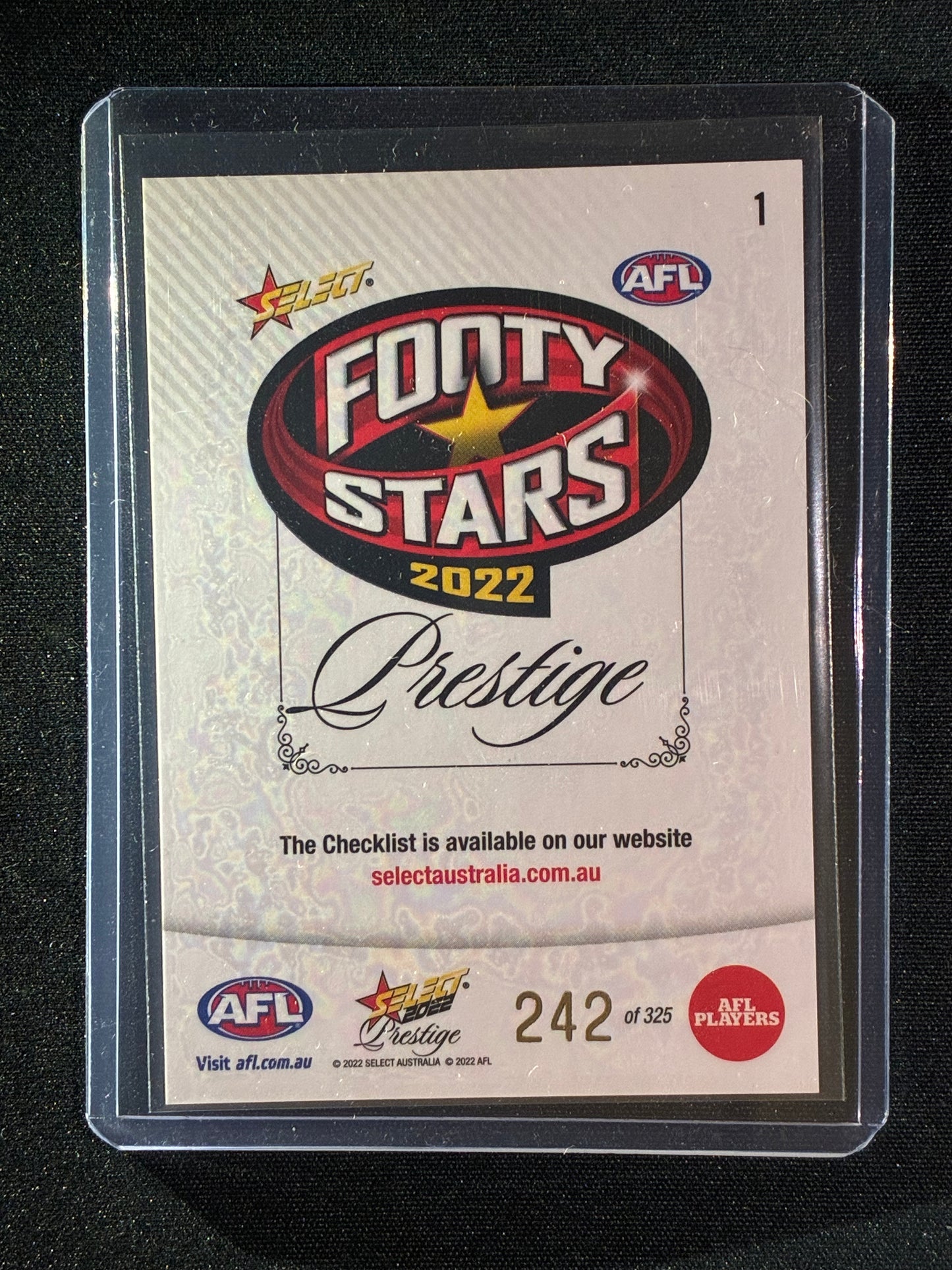 2022 Footy Stars Prestige CHECKLIST HEADER Pink Parallel 242/325