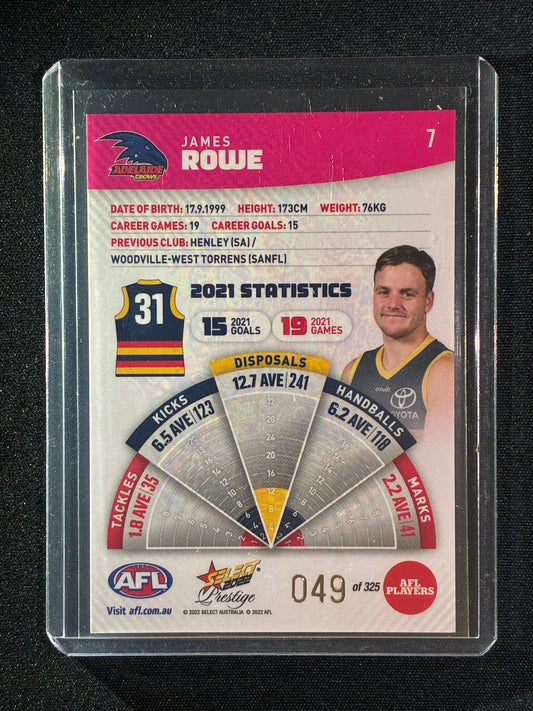 2022 Footy Stars Prestige JAMES ROWE Pink Parallel 49/325