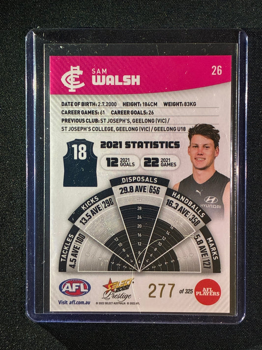 2022 Footy Stars Prestige SAM WALSH Pink Parallel 277/325