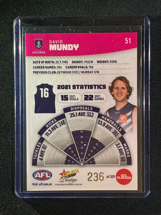 2022 Footy Stars Prestige DAVID MUNDY Pink Parallel 236/325