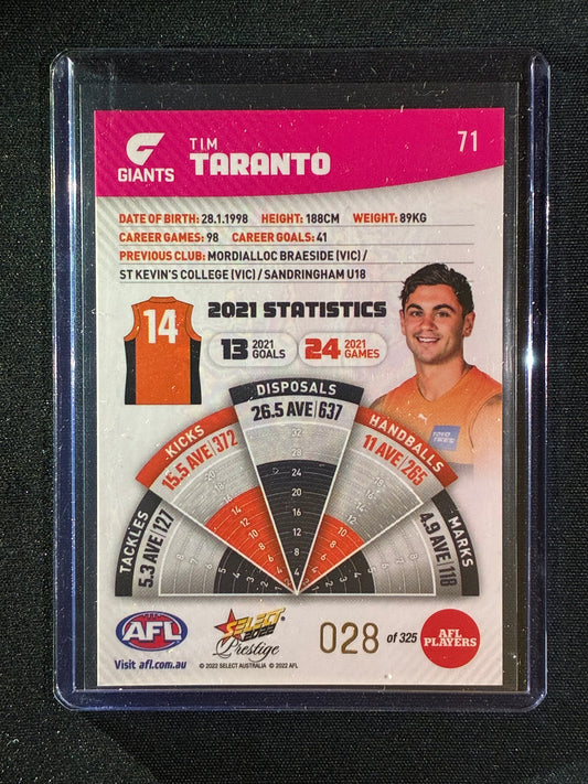 2022 Footy Stars Prestige TIM TARANTO Pink Parallel 28/325