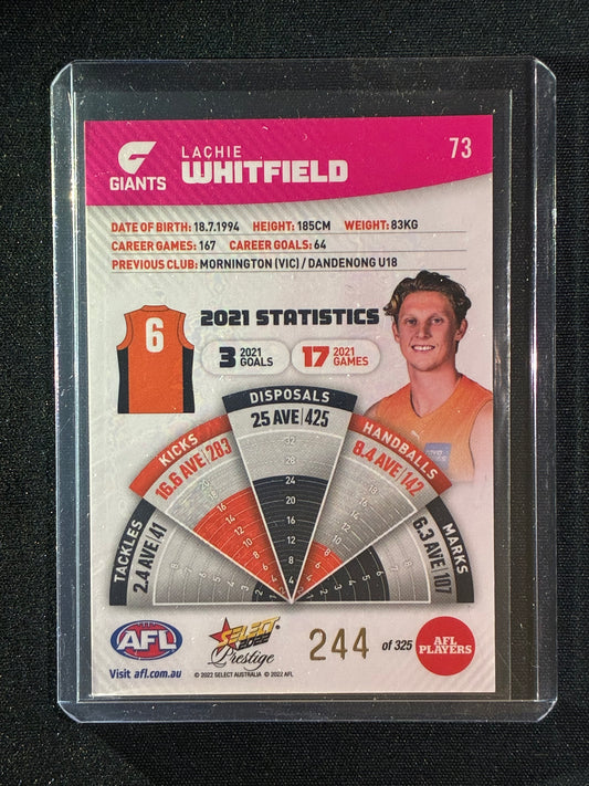 2022 Footy Stars Prestige LACHIE WHITFIELD Pink Parallel 244/325