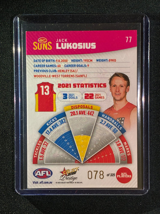 2022 Footy Stars Prestige JACK LUKOSIUS Pink Parallel 78/325