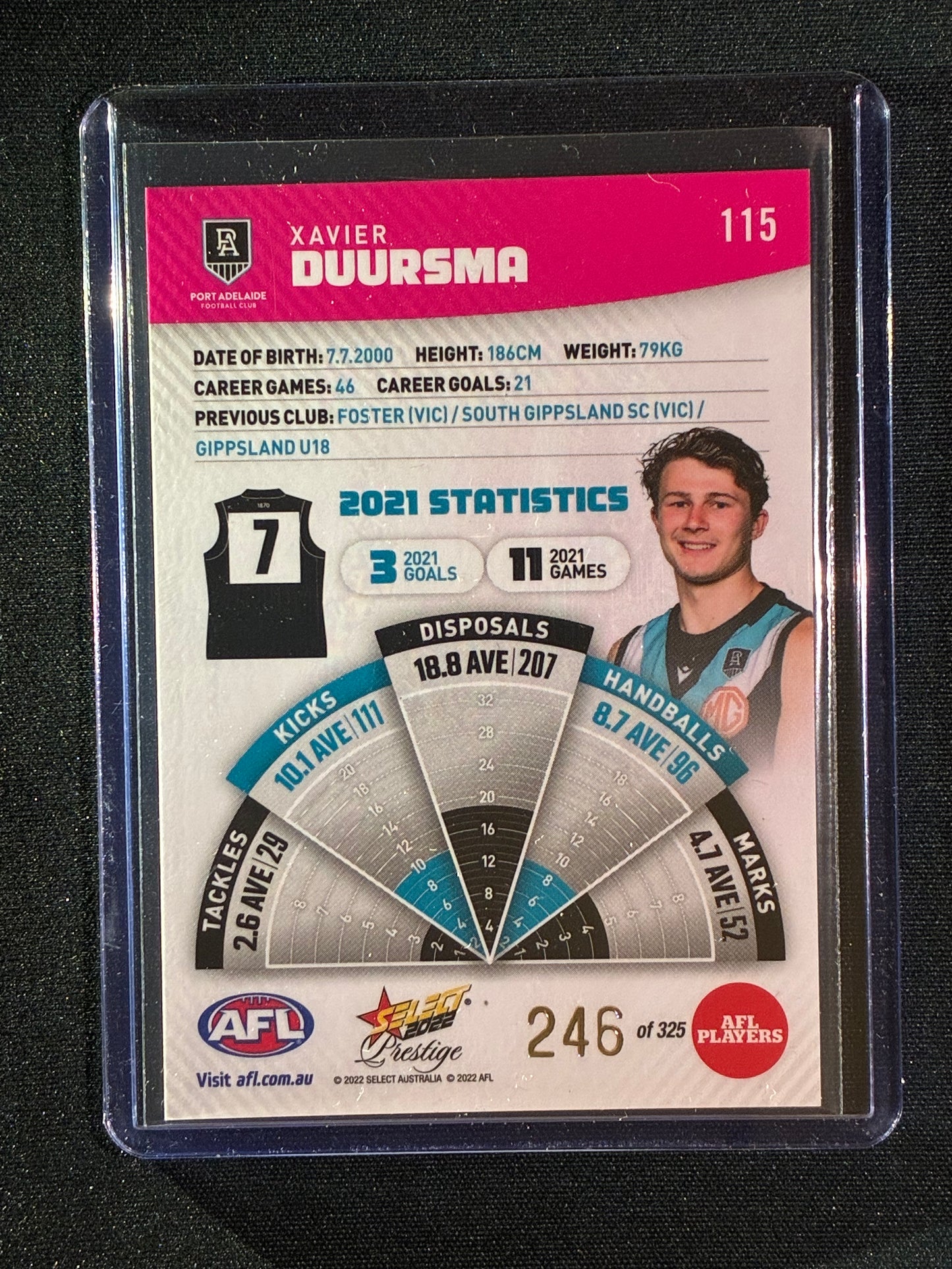 2022 Footy Stars Prestige XAVIER DUURSMA Pink Parallel 246/325
