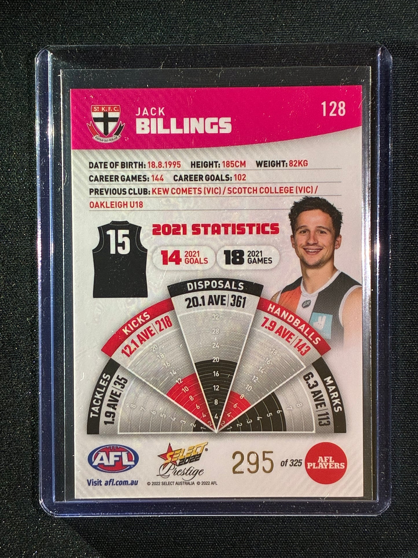 2022 Footy Stars Prestige JACK BILLINGS Pink Parallel 295/325