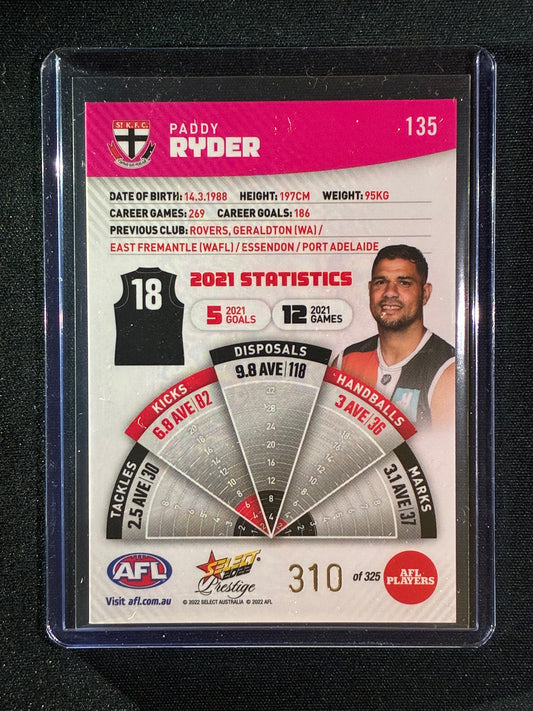 2022 Footy Stars Prestige PADDY RIDER Pink Parallel 310/325