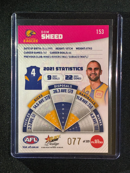2022 Footy Stars Prestige DOM SHEED Pink Parallel 77/325