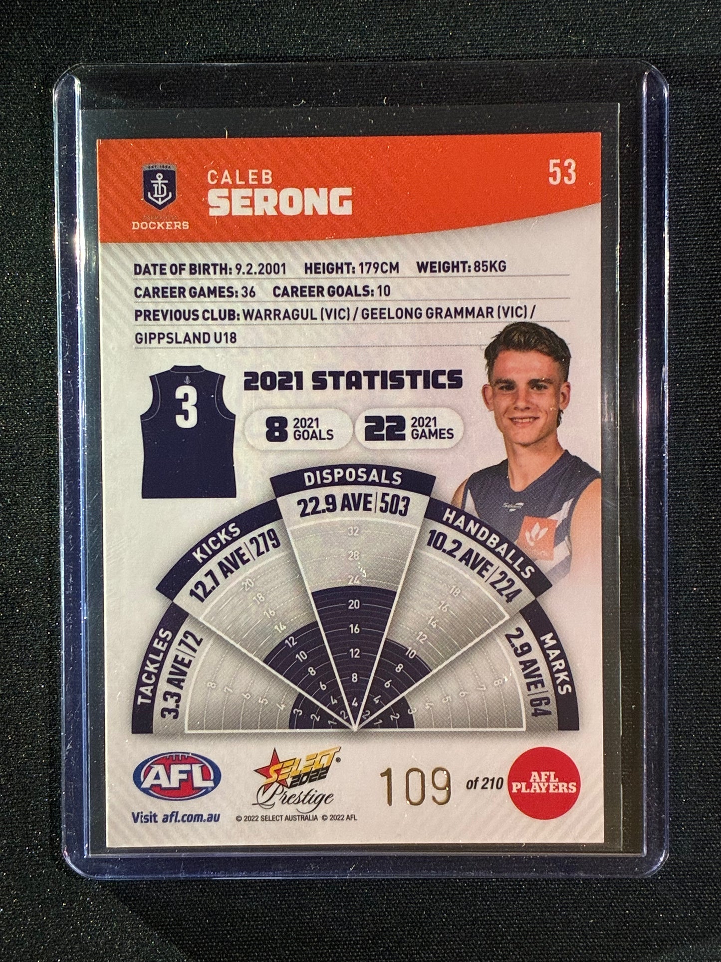 2022 Footy Stars Prestige CALEB SERONG Orange Parallel 109/210