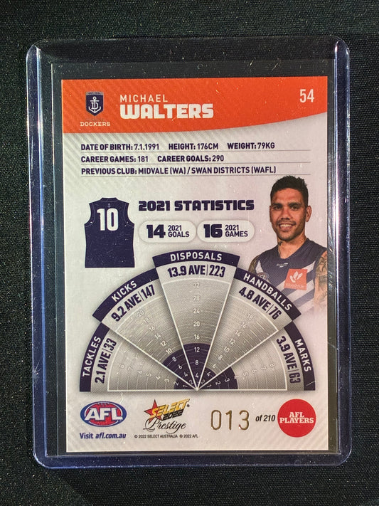 2022 Footy Stars Prestige MICHAEL WALTERS Orange Parallel 13/210