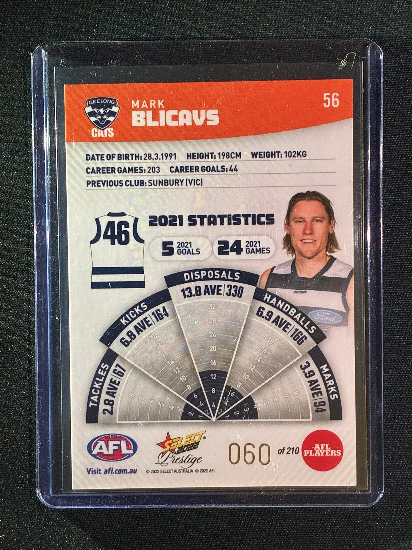 2022 Footy Stars Prestige MARK BLICAVS Orange Parallel 60/210