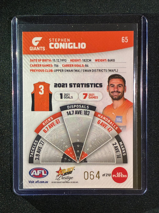 2022 Footy Stars Prestige STEPHEN CONIGLIO Orange Parallel 64/210