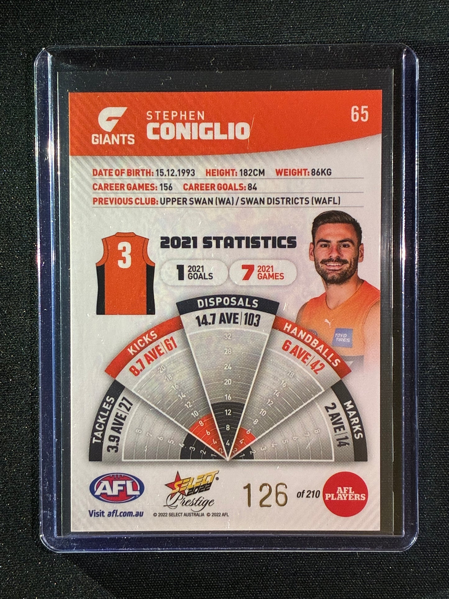 2022 Footy Stars Prestige STEPHEN CONIGLIO Orange Parallel 126/210