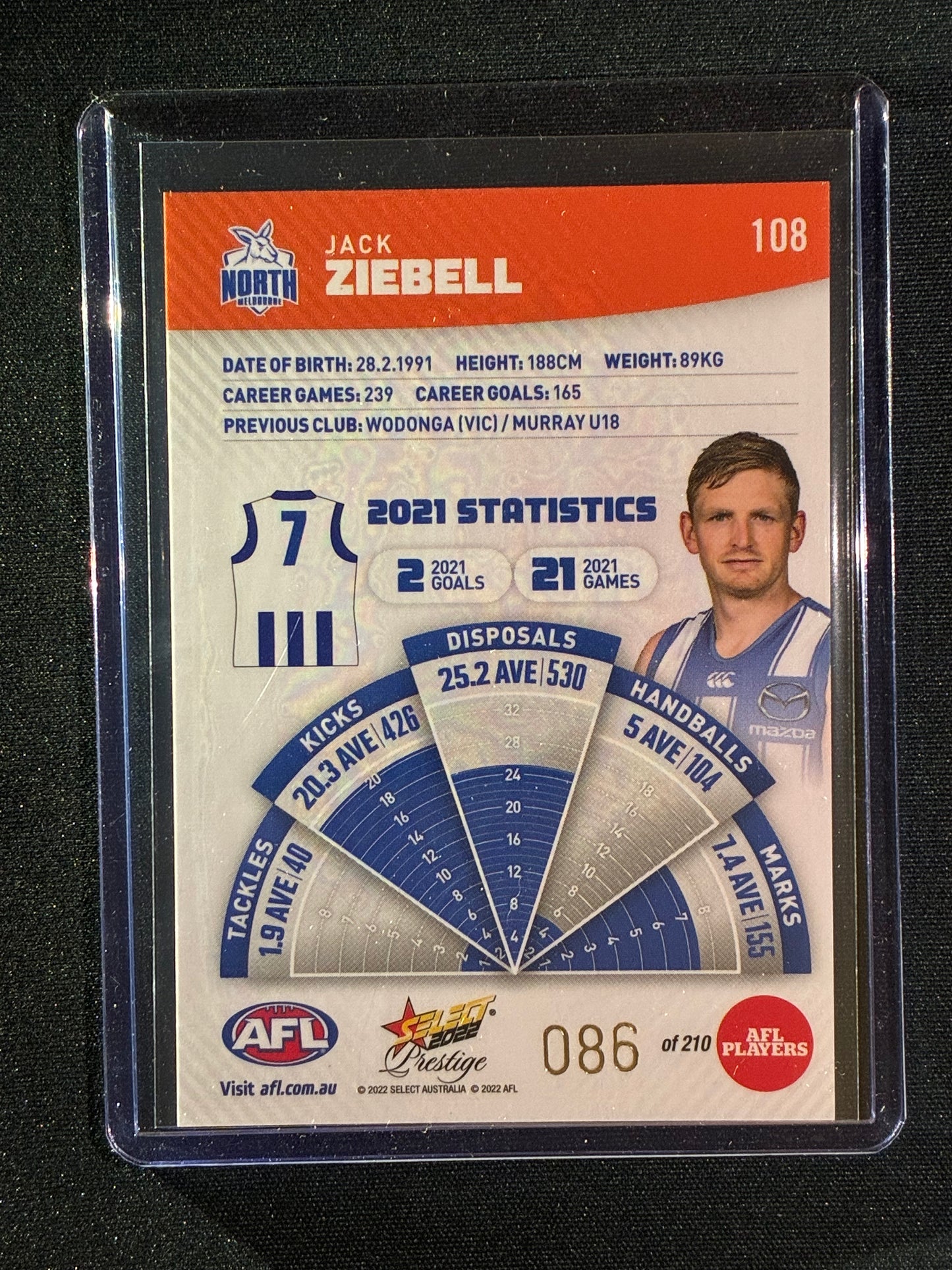 2022 Footy Stars Prestige JACK ZIEBELL Orange Parallel 86/210