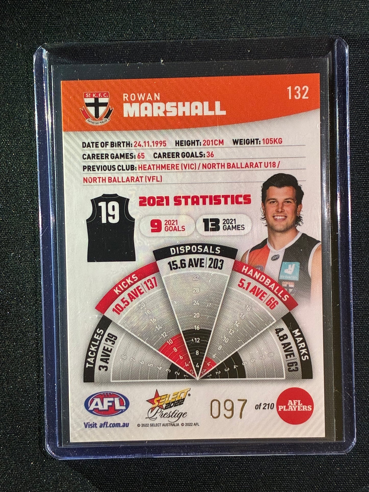 2022 Footy Stars Prestige ROWAN MARSHALL Orange Parallel 97/210