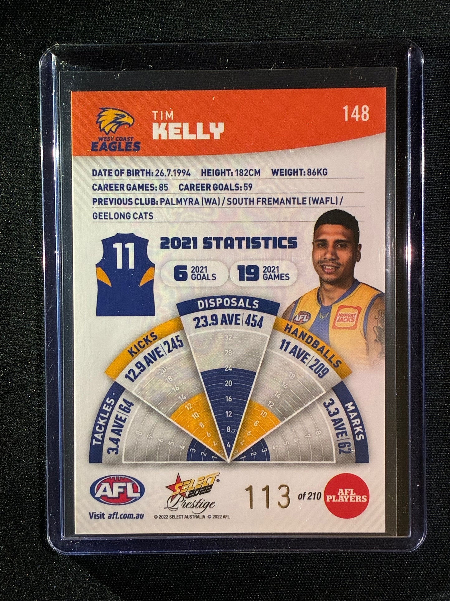 2022 Footy Stars Prestige TIM KELLY Orange Parallel 113/210