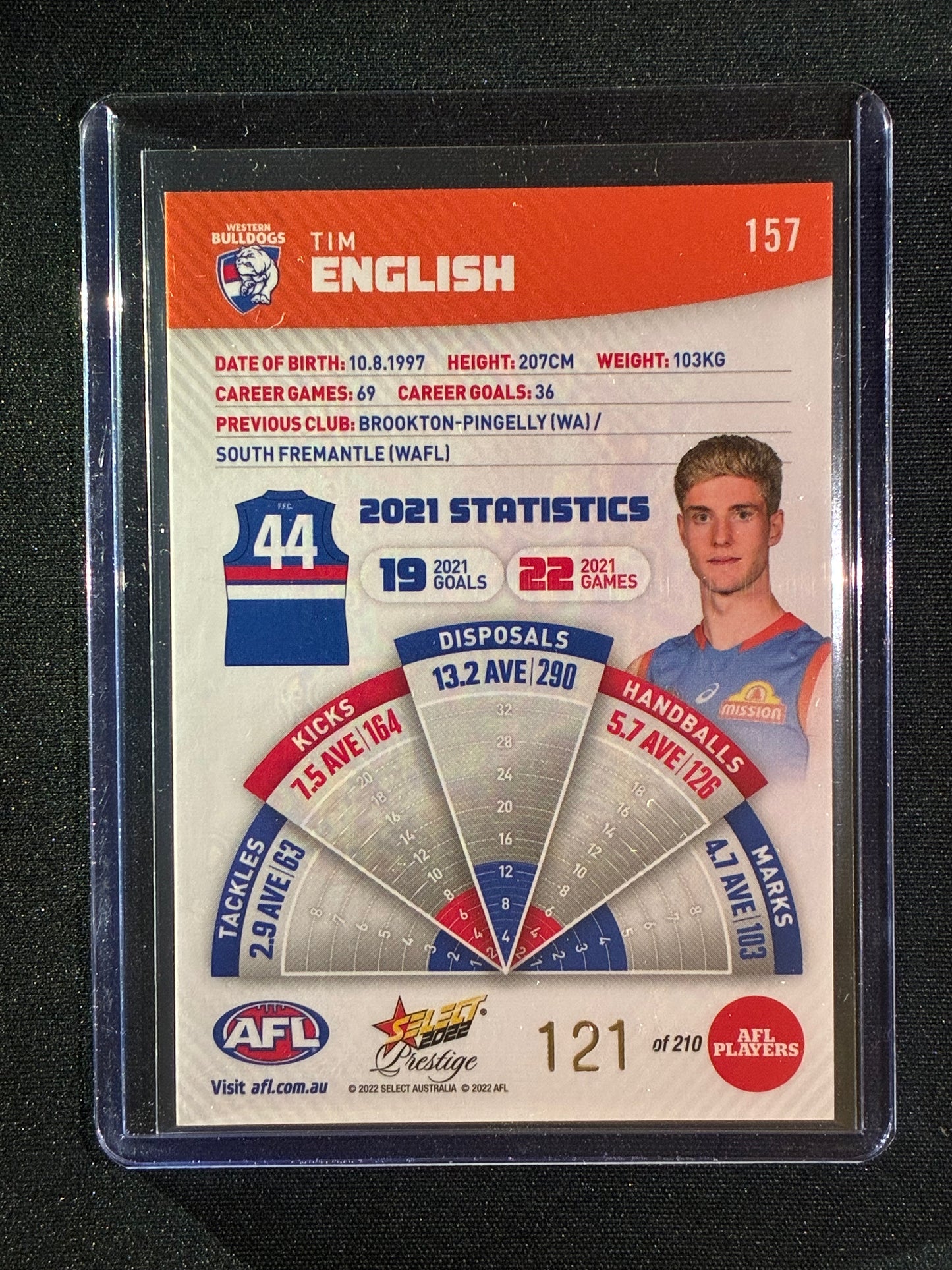 2022 Footy Stars Prestige TIM ENGLISH Orange Parallel 121/210