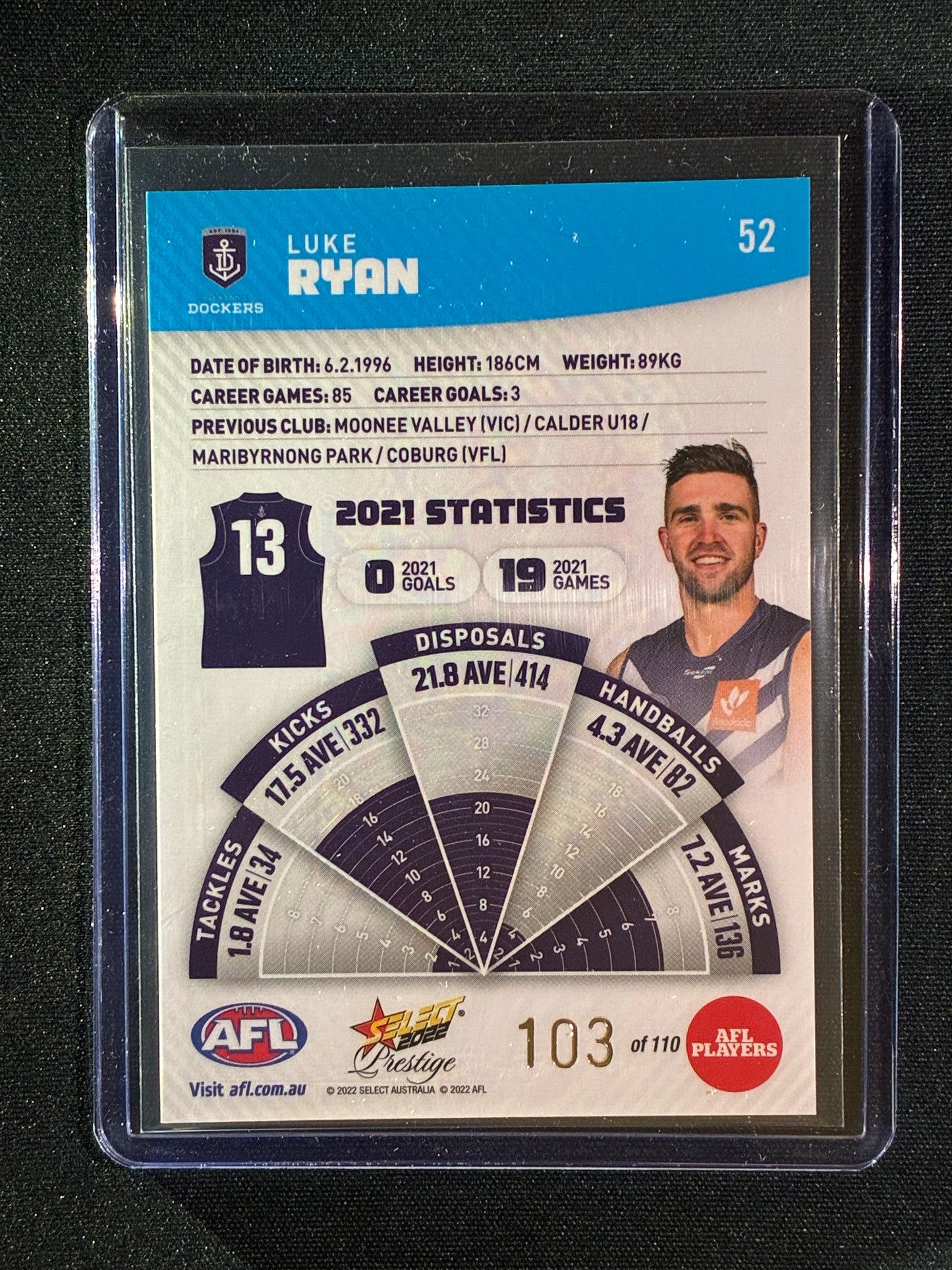 2022 Footy Stars Prestige LUKE RYAN Blue Parallel 103/110
