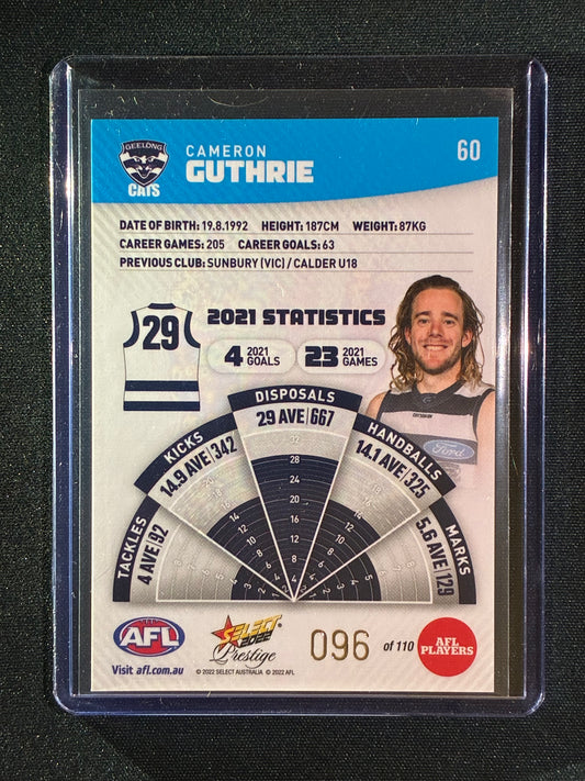 2022 Footy Stars Prestige CAMERON GUTHRIE Blue Parallel 96/110
