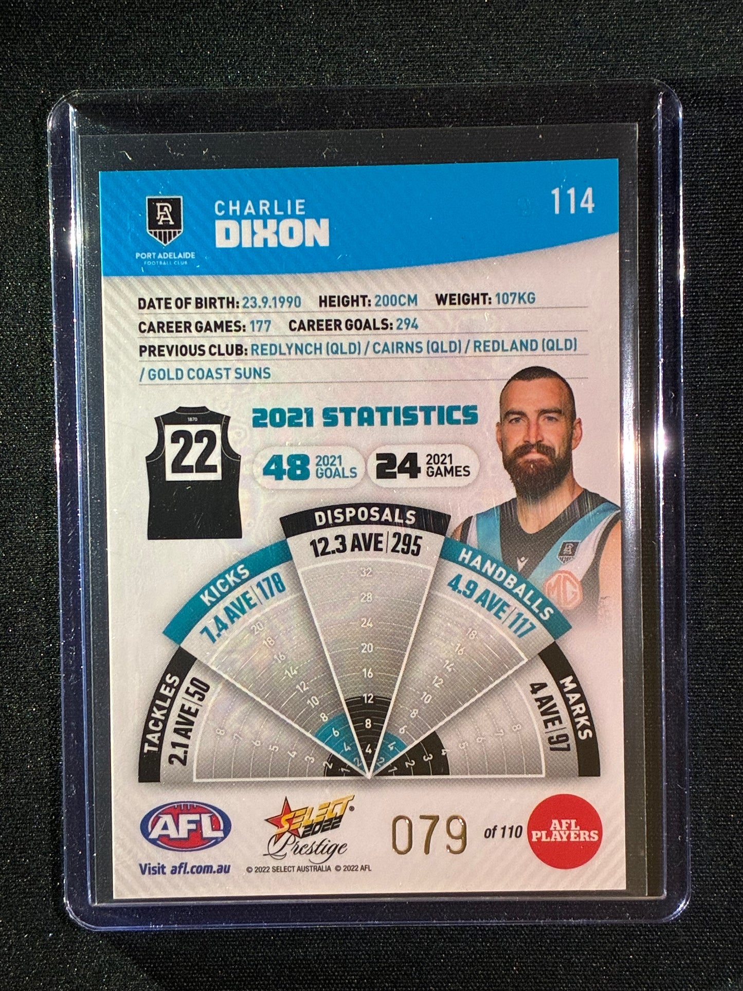2022 Footy Stars Prestige CHARLIE DIXON Blue Parallel 79/110