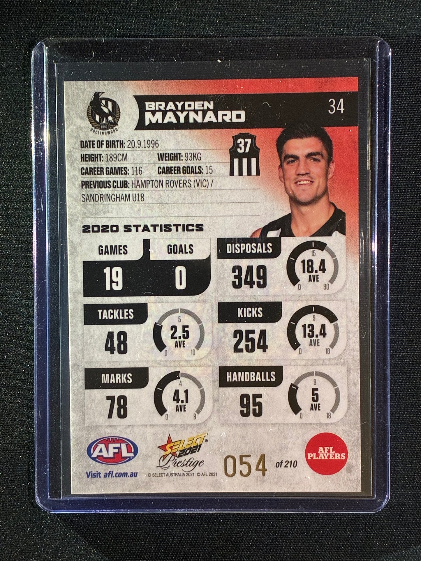 2021 Footy Stars Prestige BRAYDEN MAYNARD Red Orange Parallel 54/210
