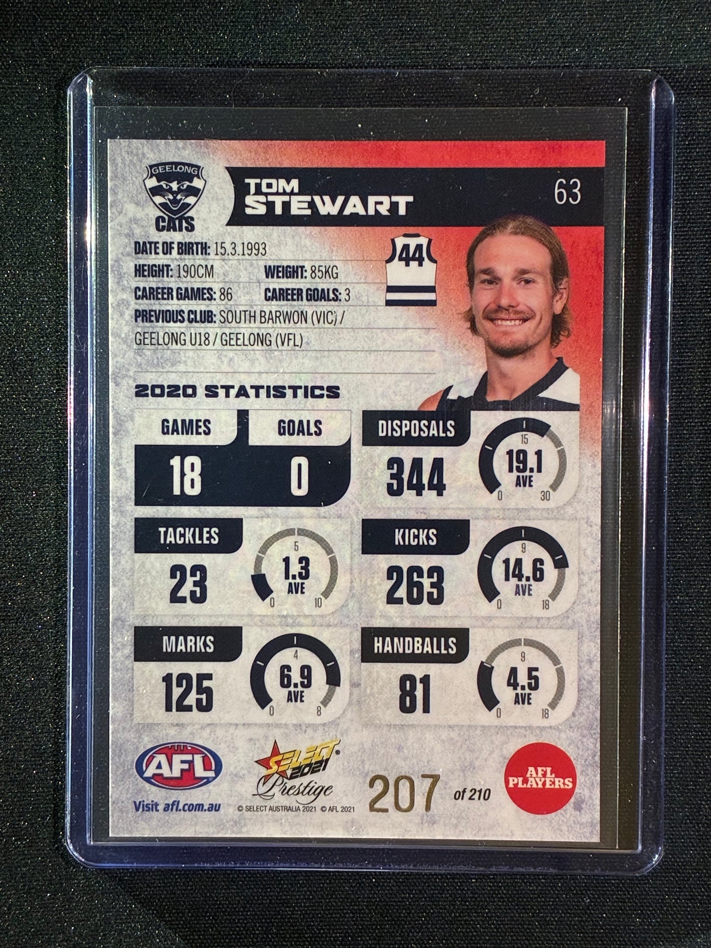 2021 Footy Stars Prestige TOM STEWART Red Orange Parallel 207/210