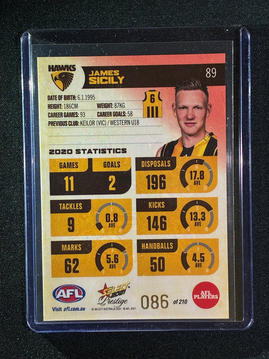 2021 Footy Stars Prestige JAMES SICILY Red Orange Parallel 86/210