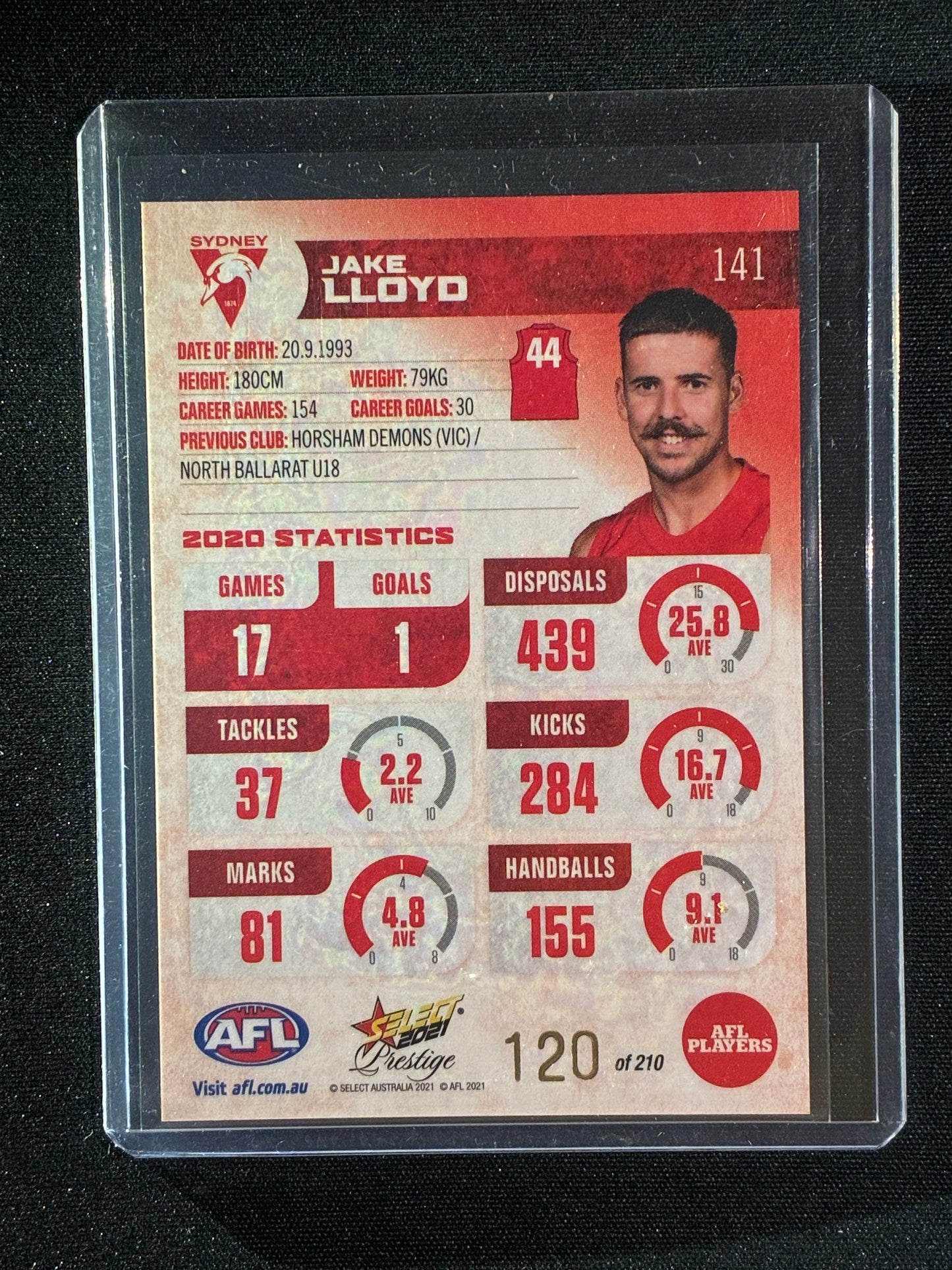 2021 Footy Stars Prestige JAKE LLOYD Red Orange Parallel 120/210