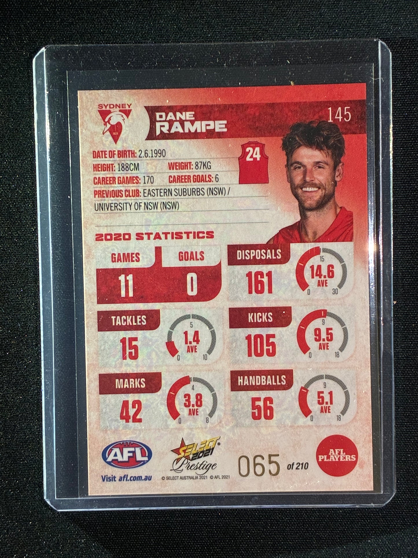 2021 Footy Stars Prestige DANE RAMPE Red Orange Parallel 65/210