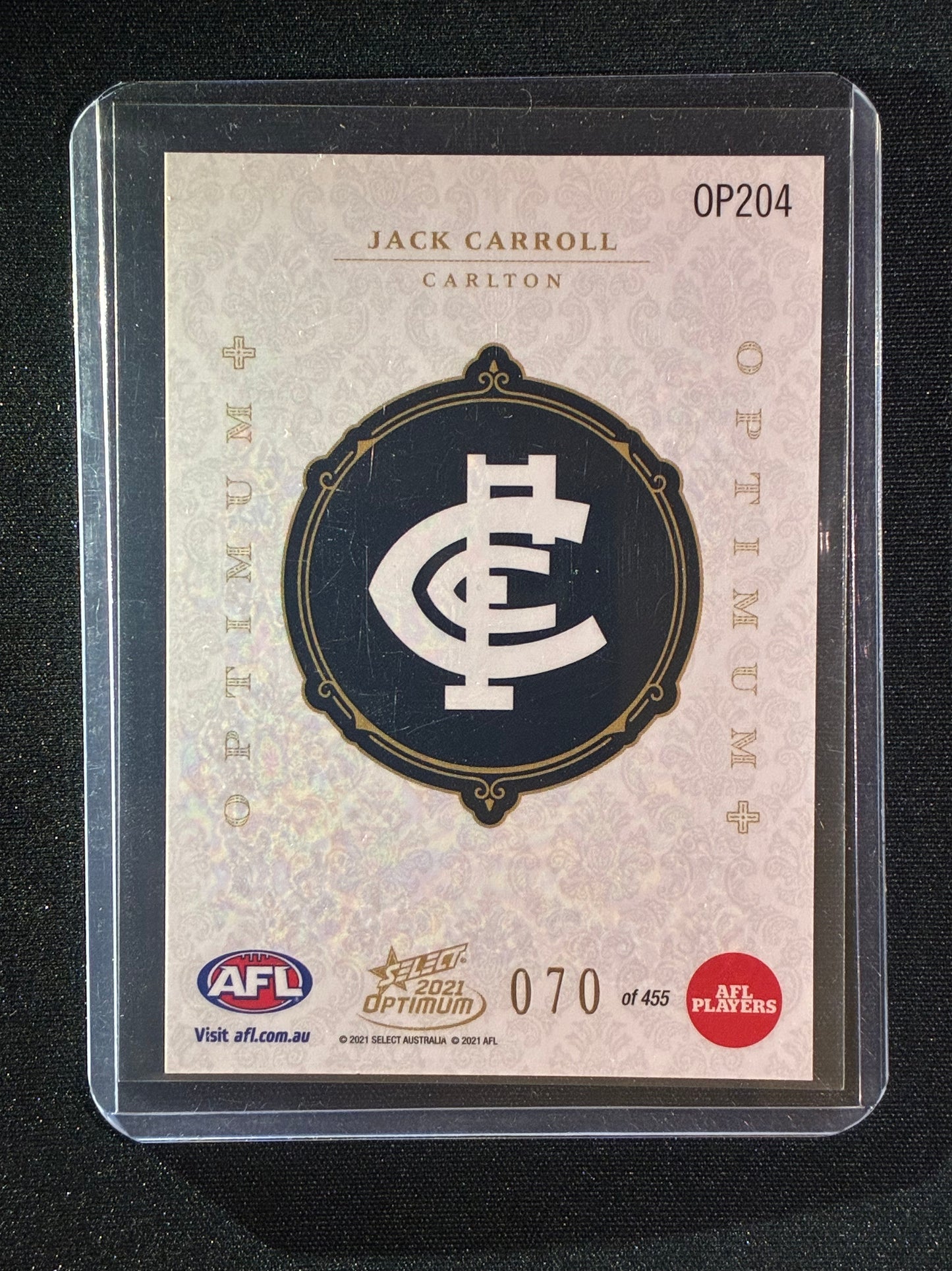 2021 Optimum JACK CARROLL Rookie Optimum+ Plus 70/455
