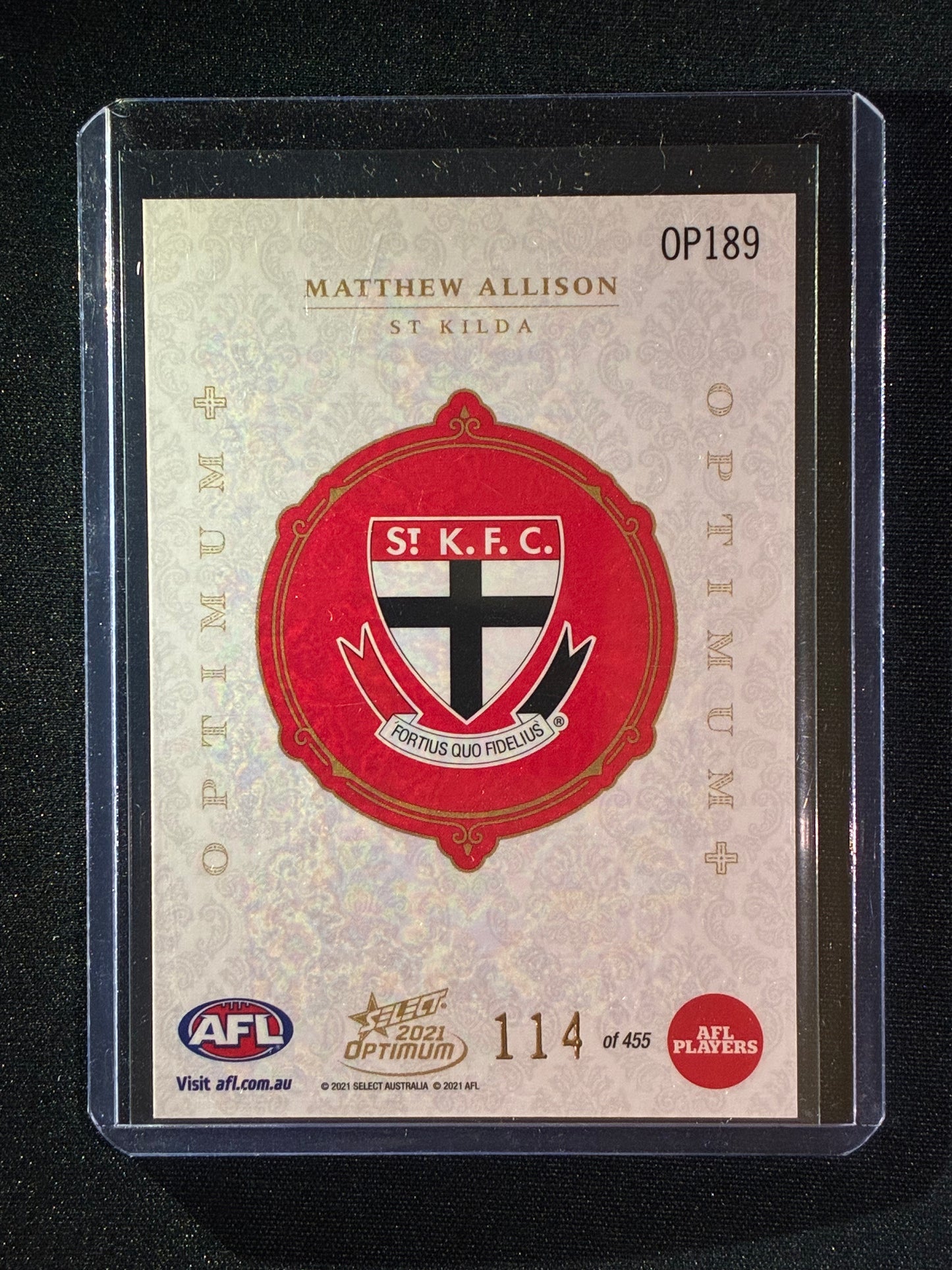 2021 Optimum MATTHEW ALLISON Rookie Optimum+ Plus 114/455