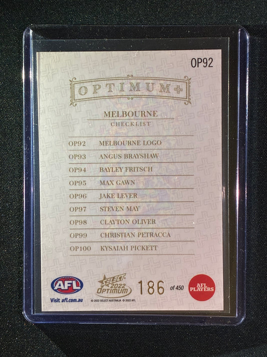 2022 Optimum MELBOURNE DEMONS LOGO CHECKLIST Optimum+ Plus 186/450