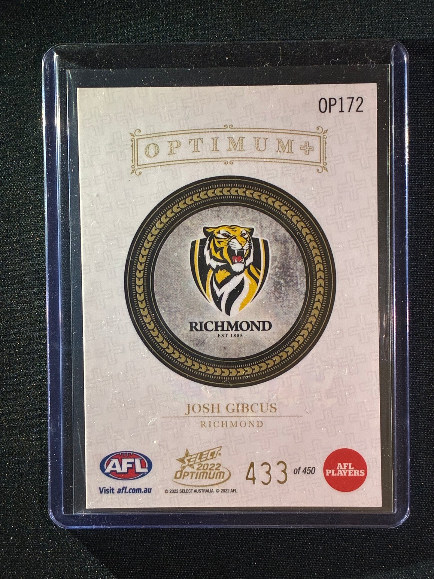 2022 Optimum JOSH GIBCUS Rookie Optimum+ Plus 433/450