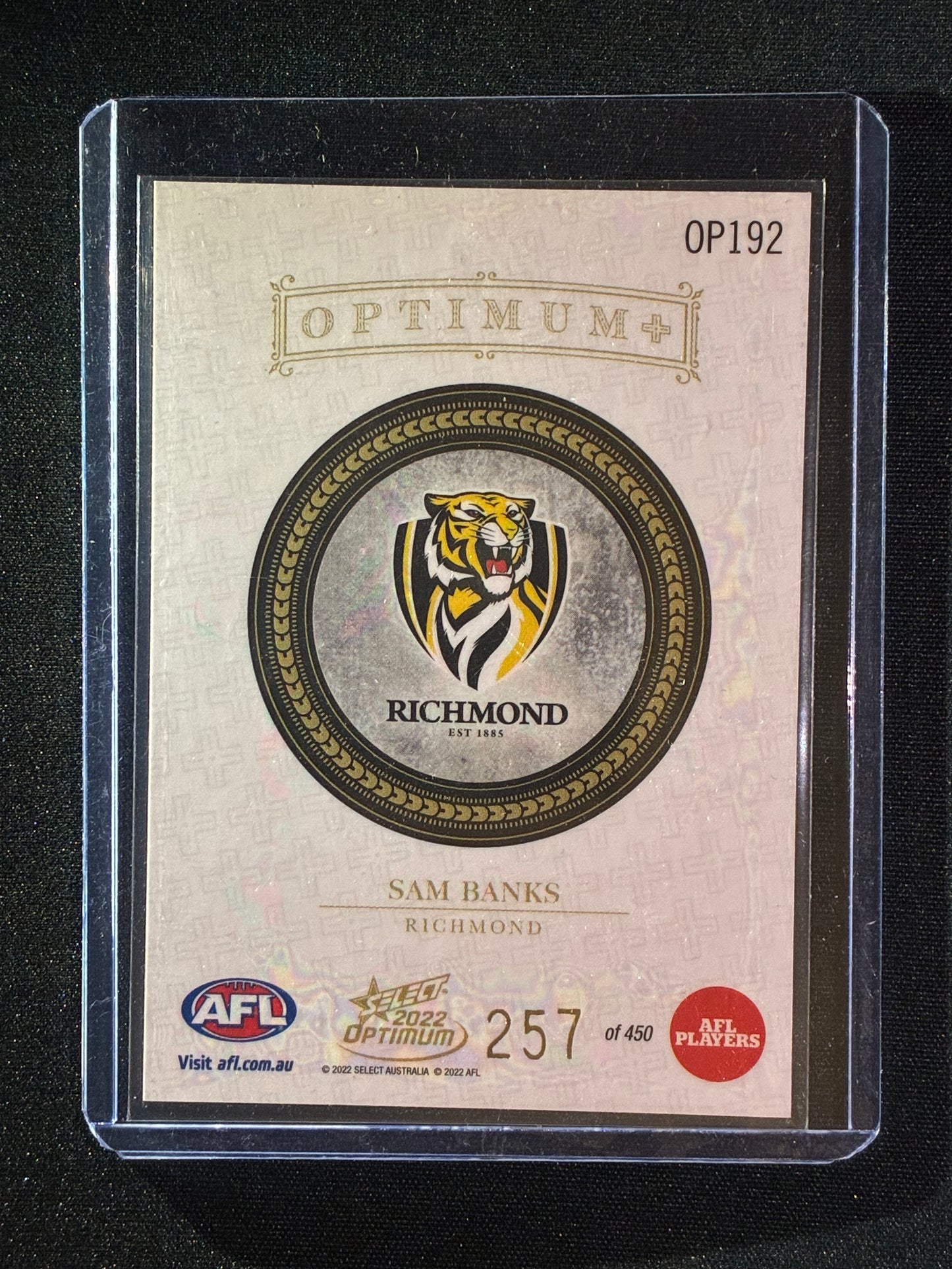2022 Optimum SAM BANKS Rookie Optimum+ Plus 257/450