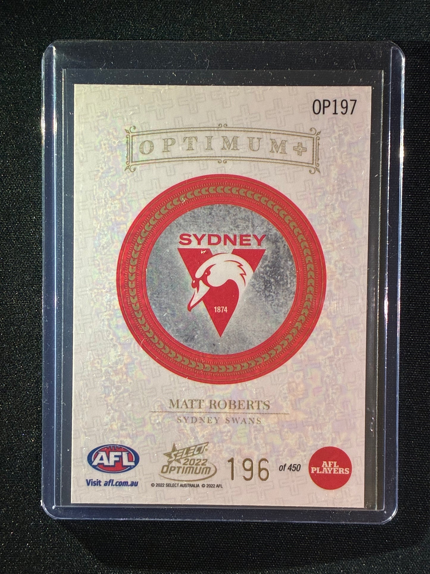 2022 Optimum MATT ROBERTS Rookie Optimum+ Plus 196/450