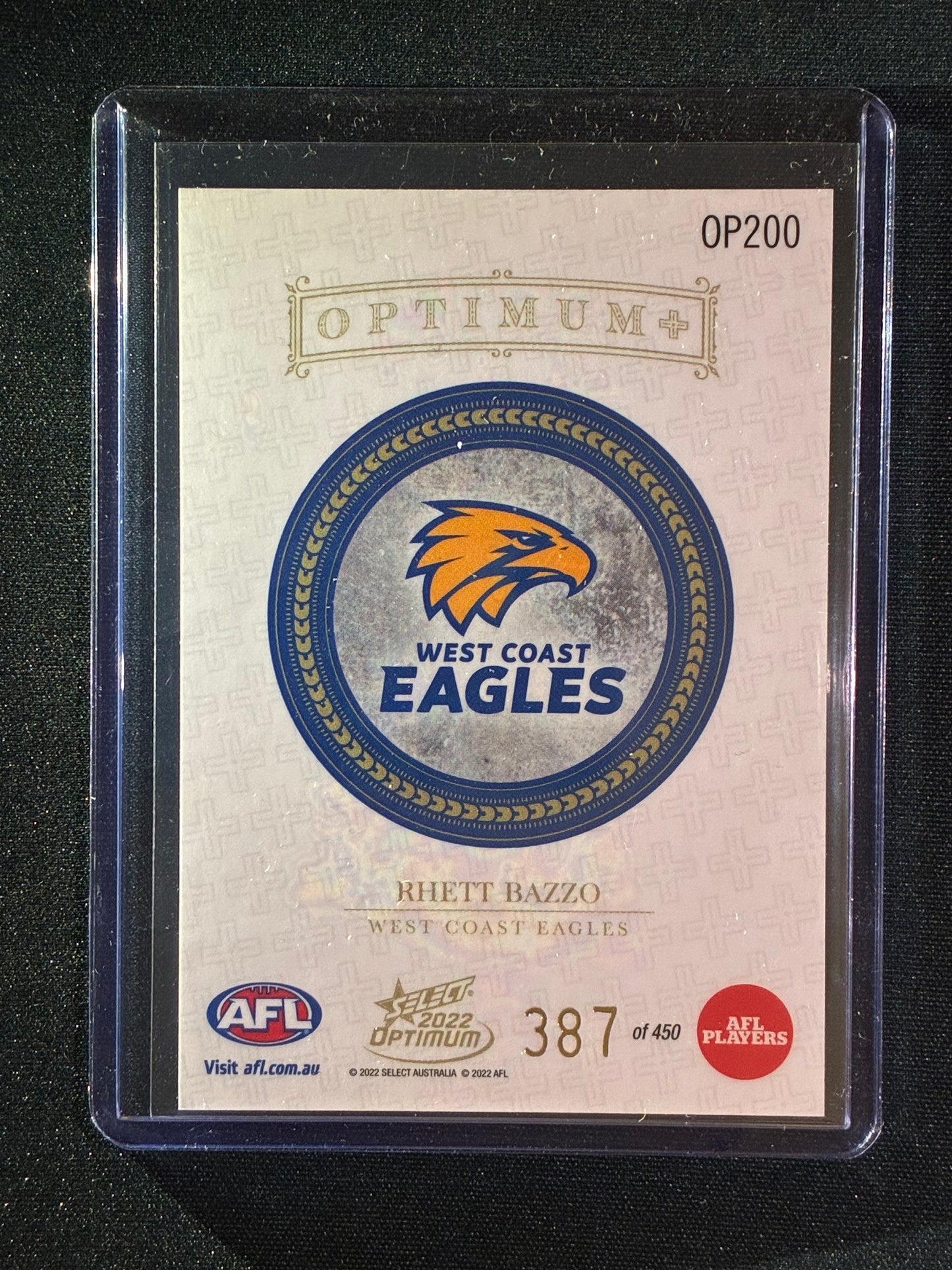 2022 Optimum RHETT BAZZO Rookie Optimum+ Plus 387/450