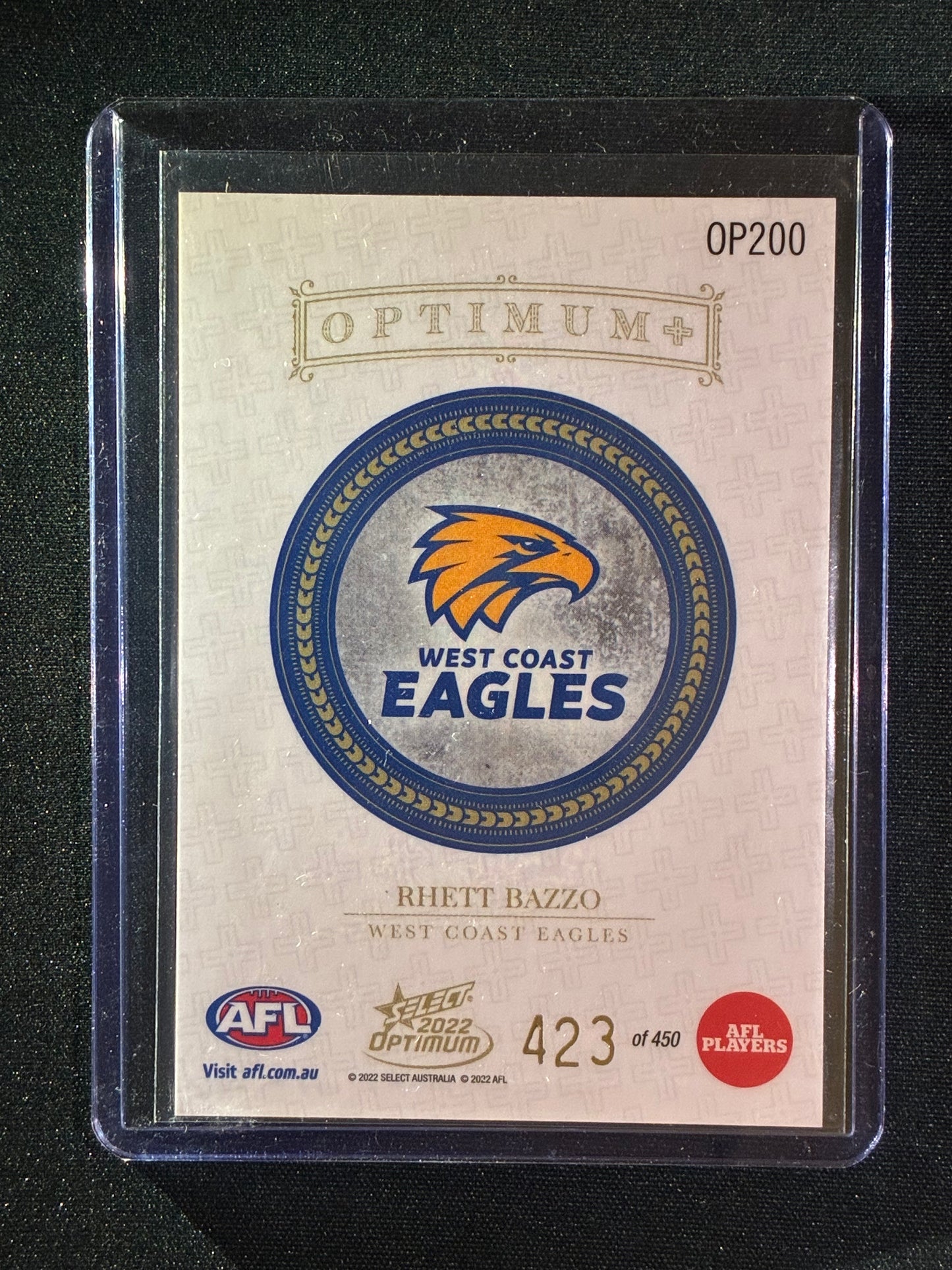 2022 Optimum RHETT BAZZO Rookie Optimum+ Plus 423/450