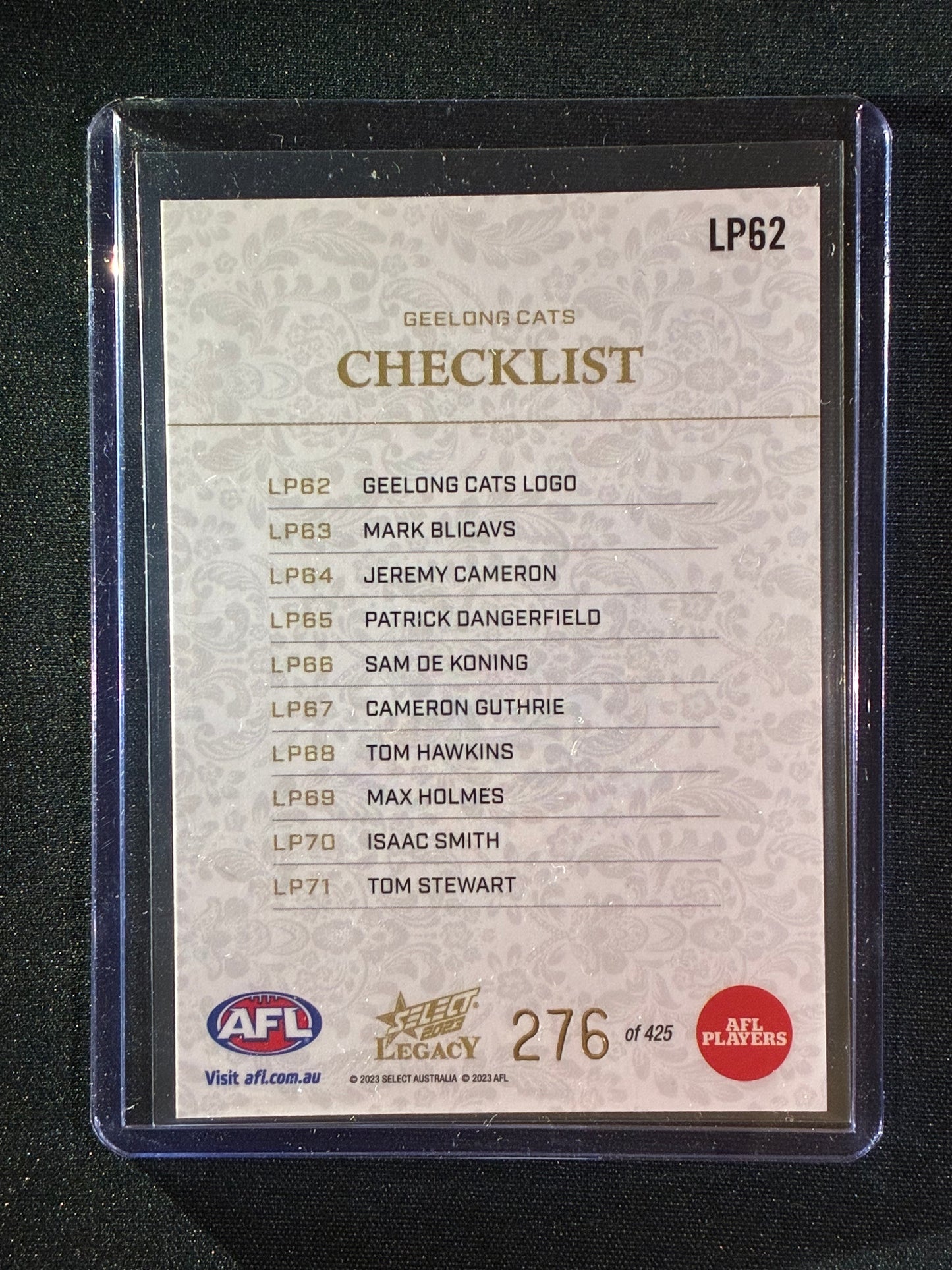 2023 Legacy GEELONG CATS LOGO CHECKLIST Legacy Plus 276/425
