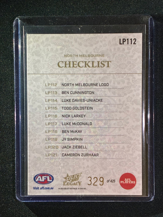 2023 Legacy NORTH MELBOURNE KANGAROOS LOGO CHECKLIST Legacy Plus 329/425