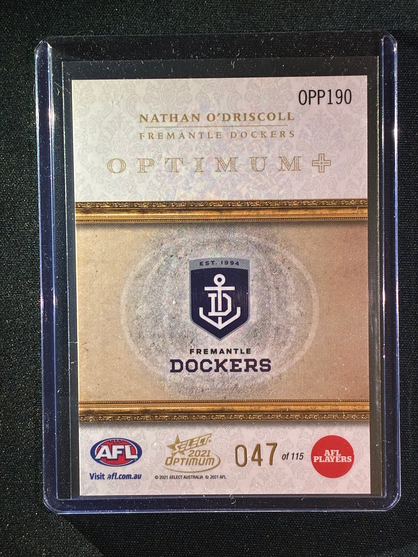 2021 Optimum NATHAN O'DRISCOLL Rookie Optimum+ Plus Parallel 47/115
