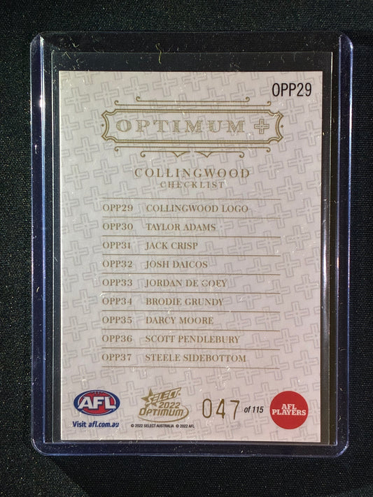 2022 Optimum COLLINGWOOD MAGPIES LOGO CHECKLIST Optimum+ Plus Parallel 47/115
