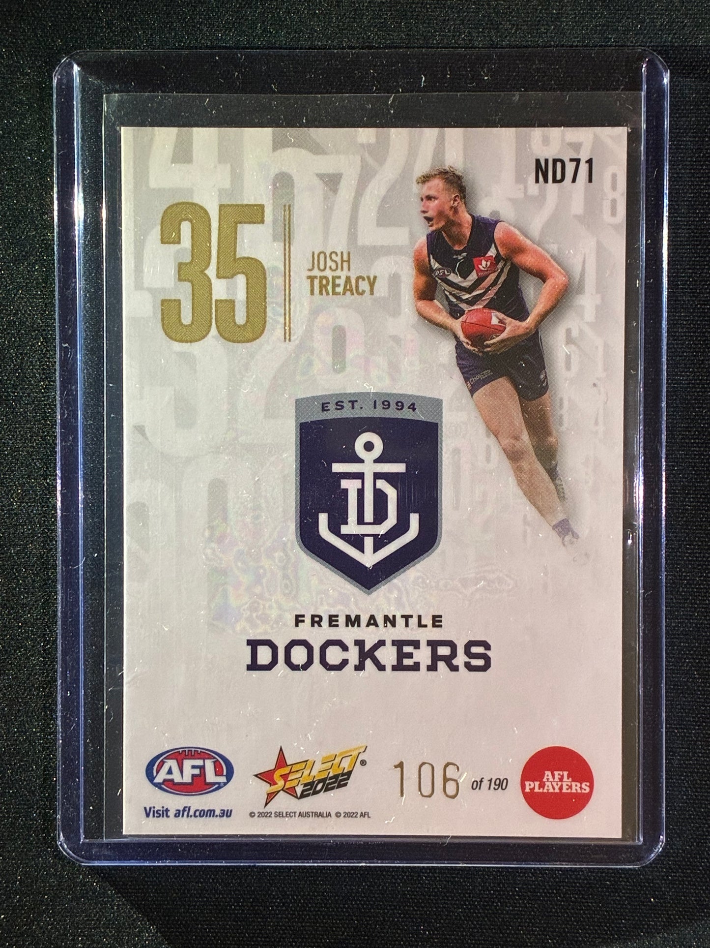 2022 Footy Stars JOSH TREACY Numbers Daylight 106/190