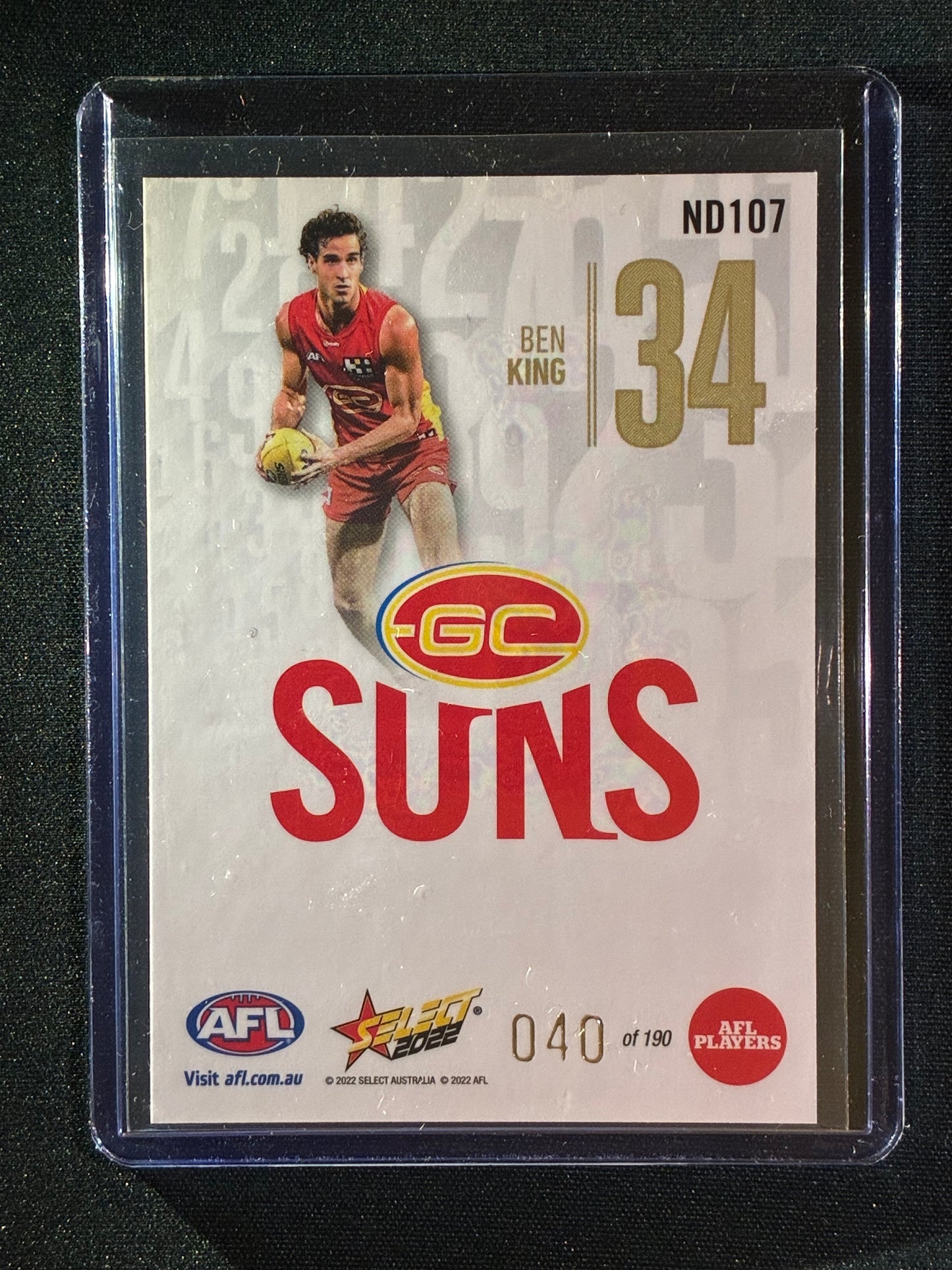 2022 Footy Stars BEN KING Numbers Daylight 40/190