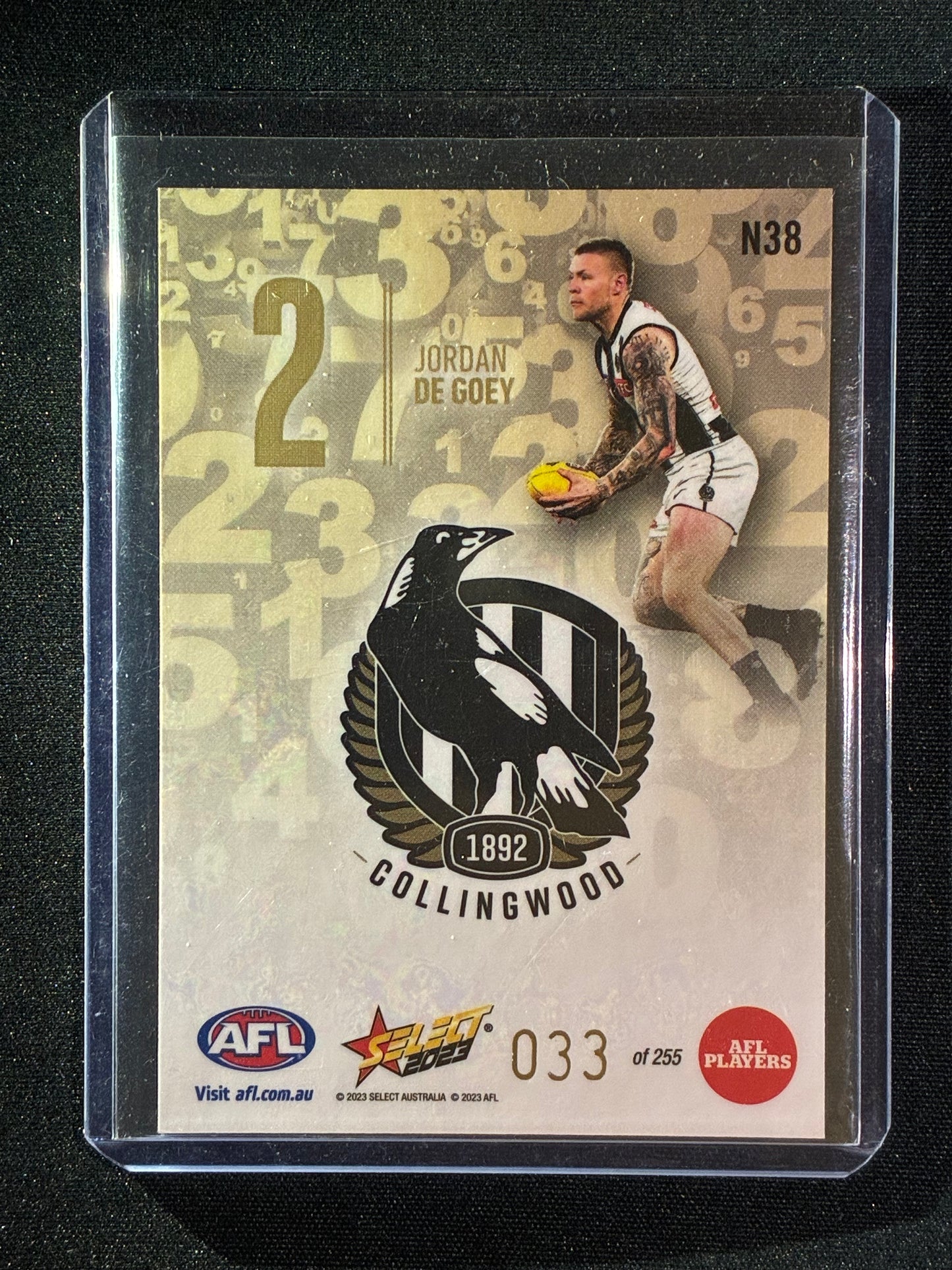 2023 Footy Stars JORDAN DEGOEY Numbers Gold 33/255