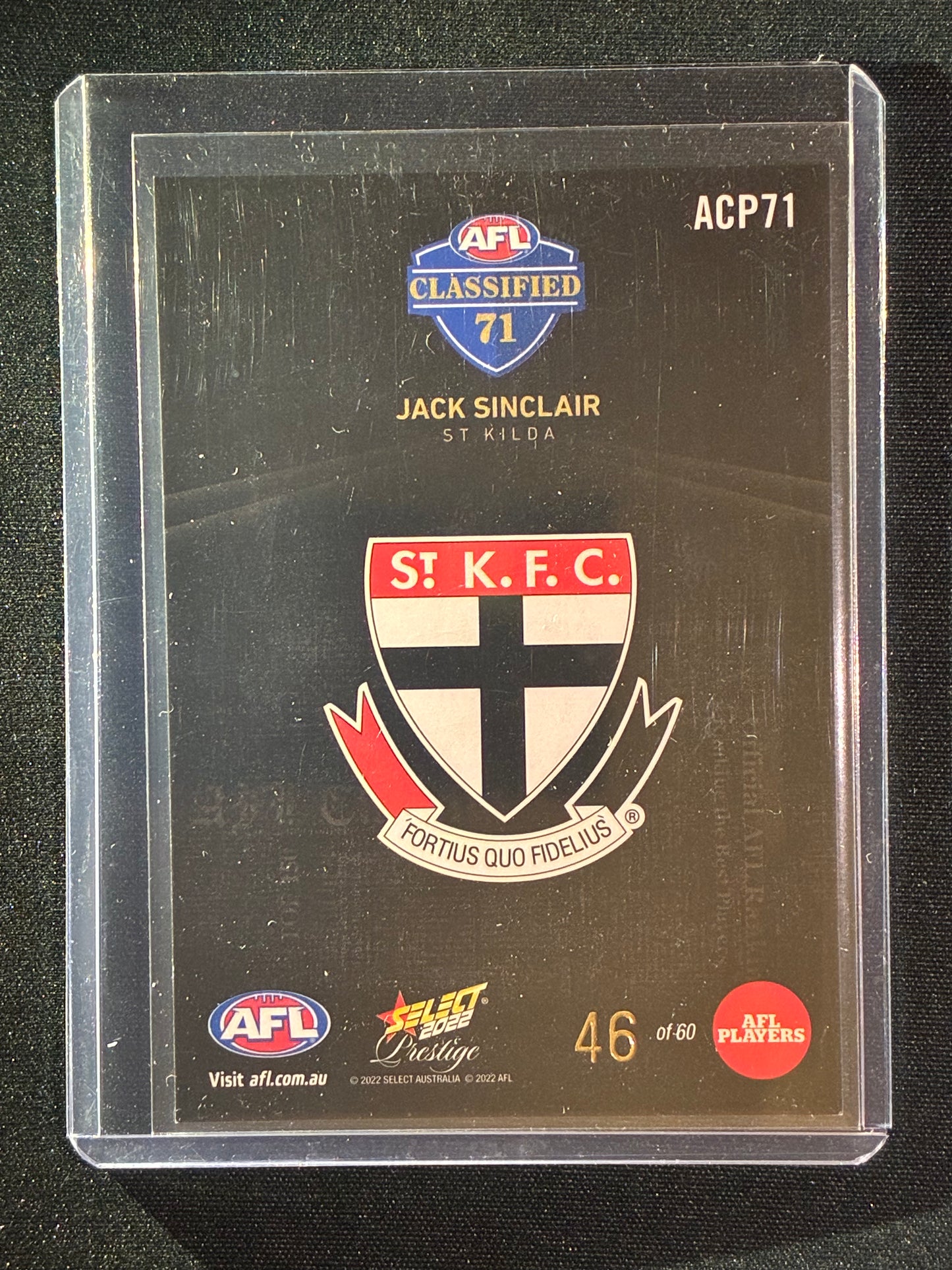 2022 Footy Stars Prestige JACK SINCLAIR AFL Classified Midnight 46/60