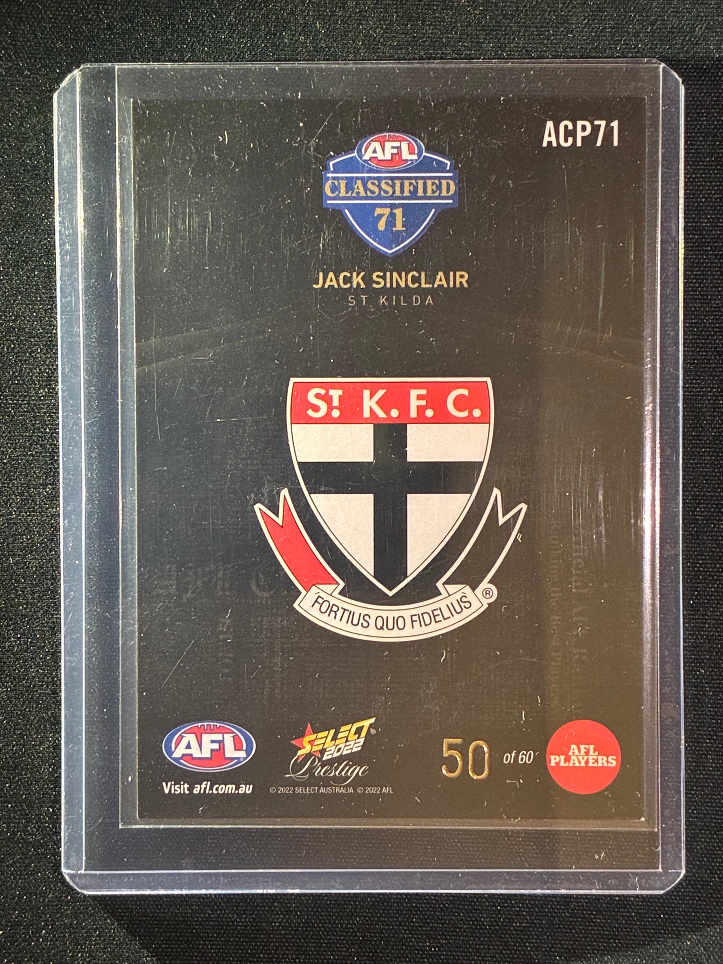 2022 Footy Stars Prestige JACK SINCLAIR AFL Classified Midnight 50/60