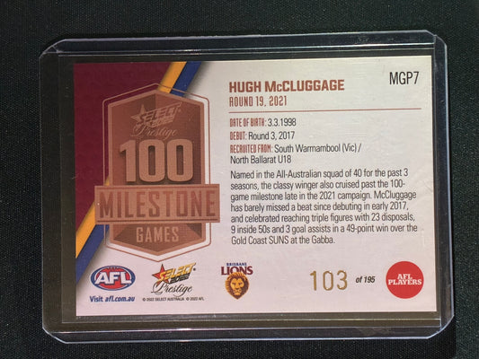 2022 Footy Stars Prestige HUGH MCCLUGGAGE AFL Milestone Games 103/195