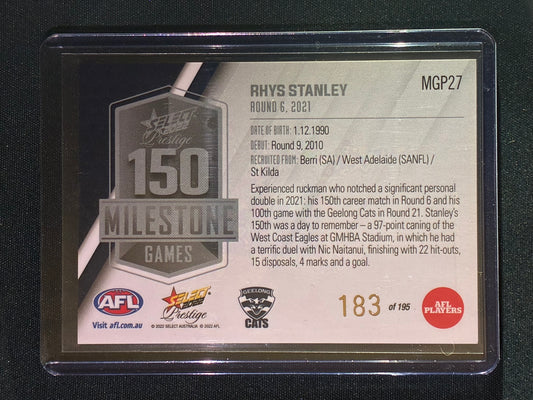 2022 Footy Stars Prestige RHYS STANLEY AFL Milestone Games 183/195