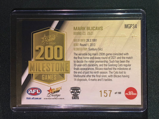 2022 Footy Stars Prestige MARK BLICAVS AFL Milestone Games 157/195